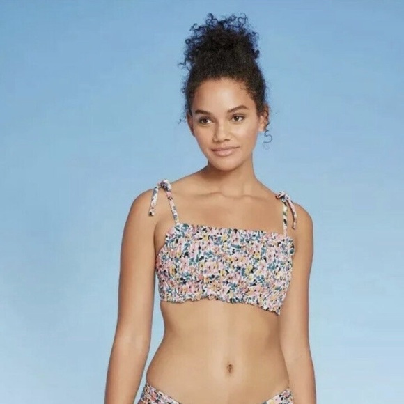 Xhilaration Floral Smocked Bandeau Lace Up
Back Bikini Top NWT - Picture 2 of 13
